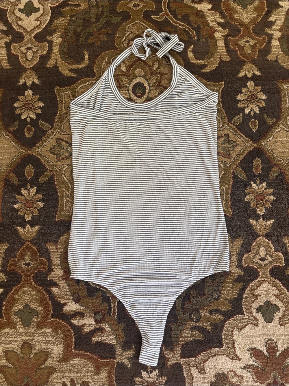 G Label By Goop Black White Striped Johnson Halterneck Bodysuit - Picture 4 of 5